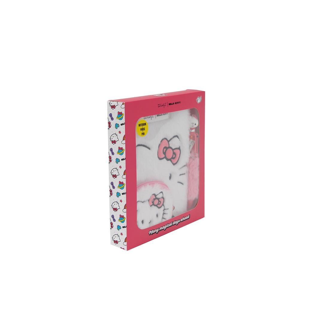 Conjunto caderno A5 fofinho, porta - moedas e esferográfica Hello Kitty Mr Wonderful - Papelaria Encantada