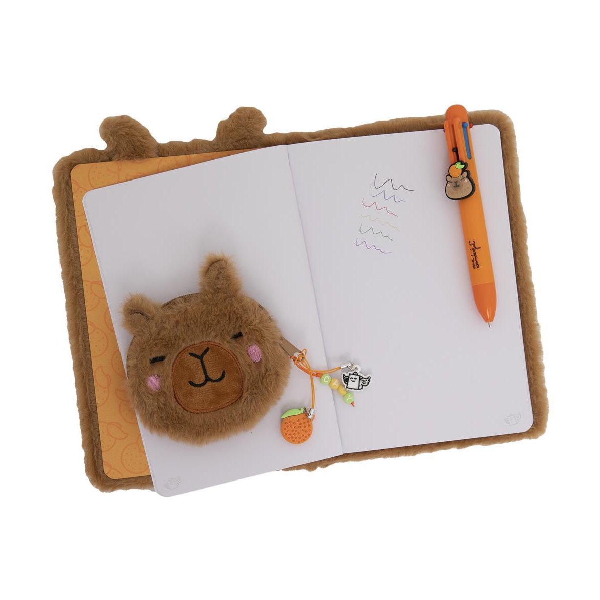 Conjunto caderno A5 + porta - moedas + esferográfica multicolor Capivara Mr.wonderful - Papelaria Encantada