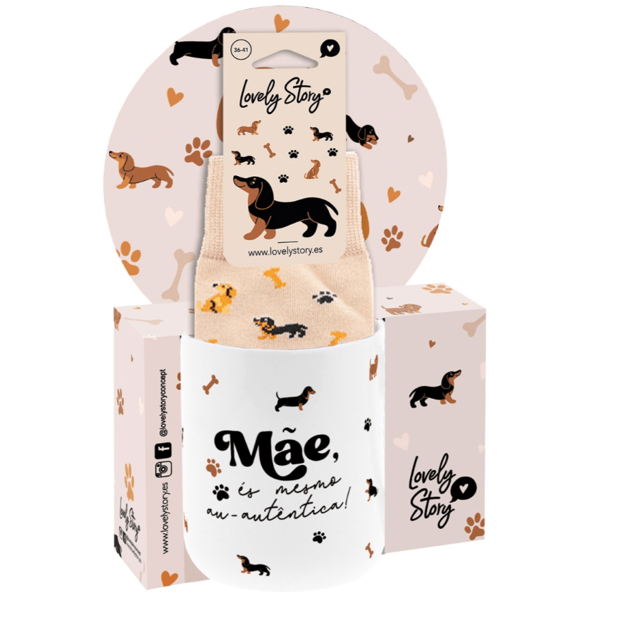 Conjunto caneca + meias - Mãe és mesmo au-autêntica - Papelaria Encantada