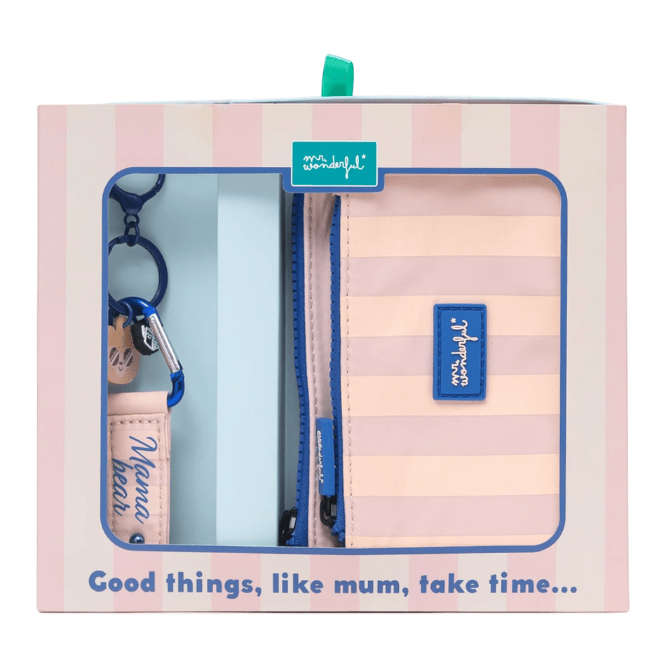 Conjunto carteira dupla + porta-chaves - Ursa Mr. Wonderful - Papelaria Encantada