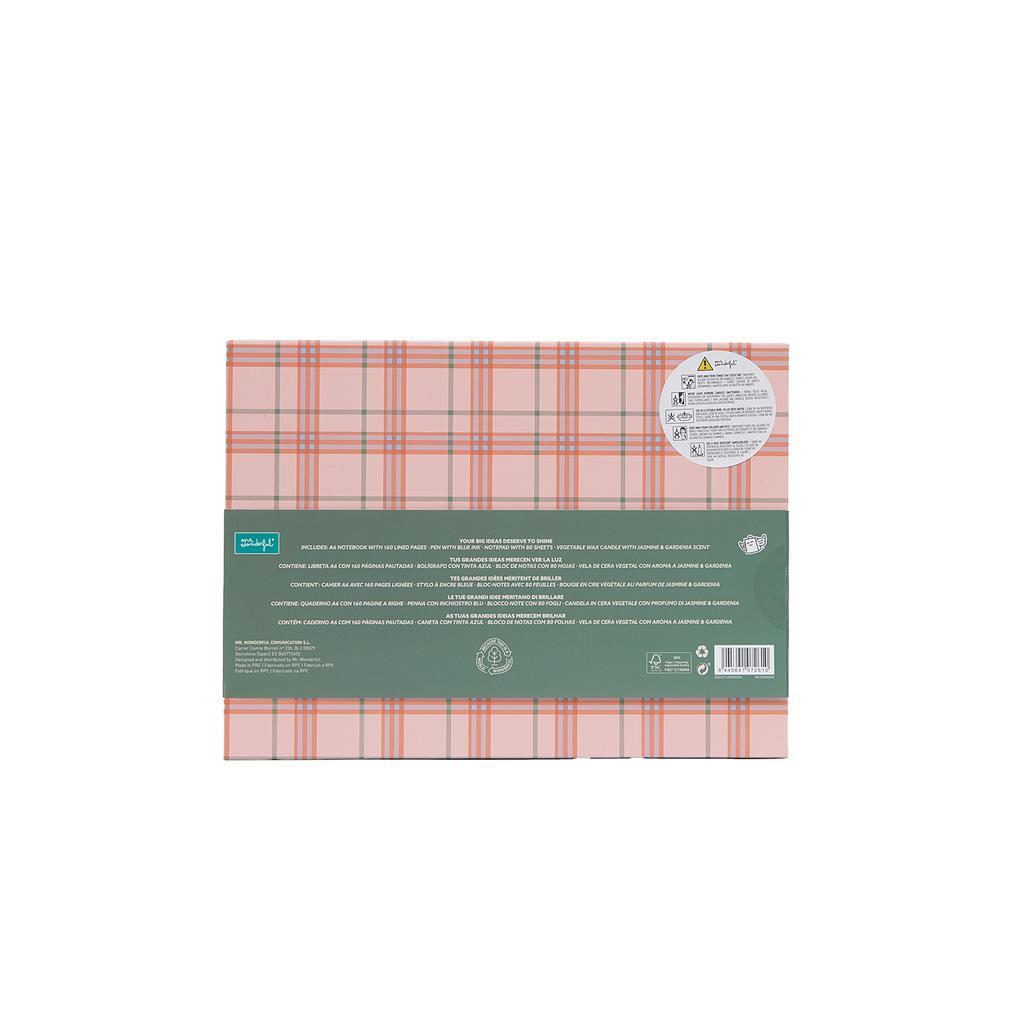 Conjunto com caderno A6 + caneta + bloco de notas + vela - C´est la vie Mr.wonderful - Papelaria Encantada