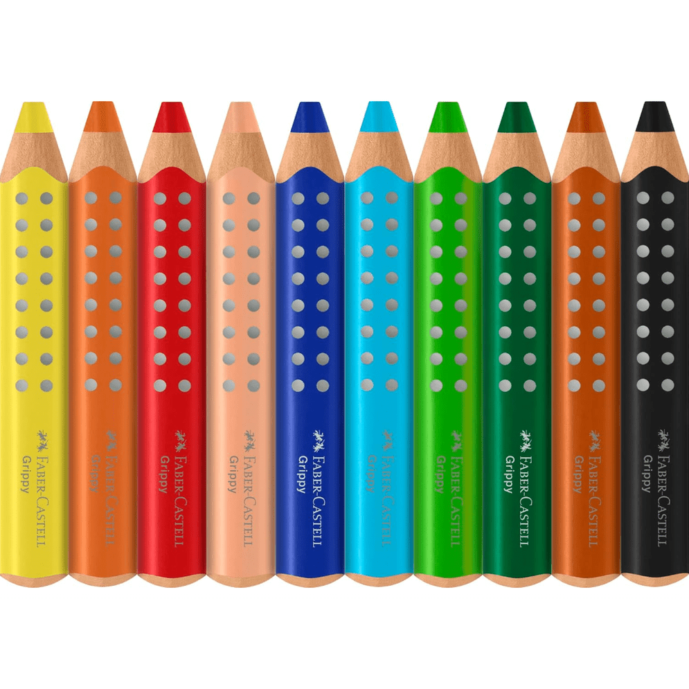 Conjunto de 10 lapis de cor faber - castell grippy C/afia XXL - Papelaria Encantada