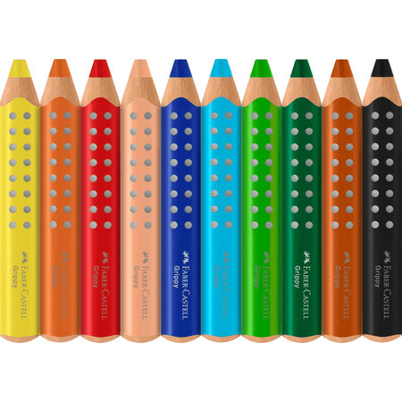Conjunto de 10 lapis de cor faber - castell grippy C/afia XXL - Papelaria Encantada