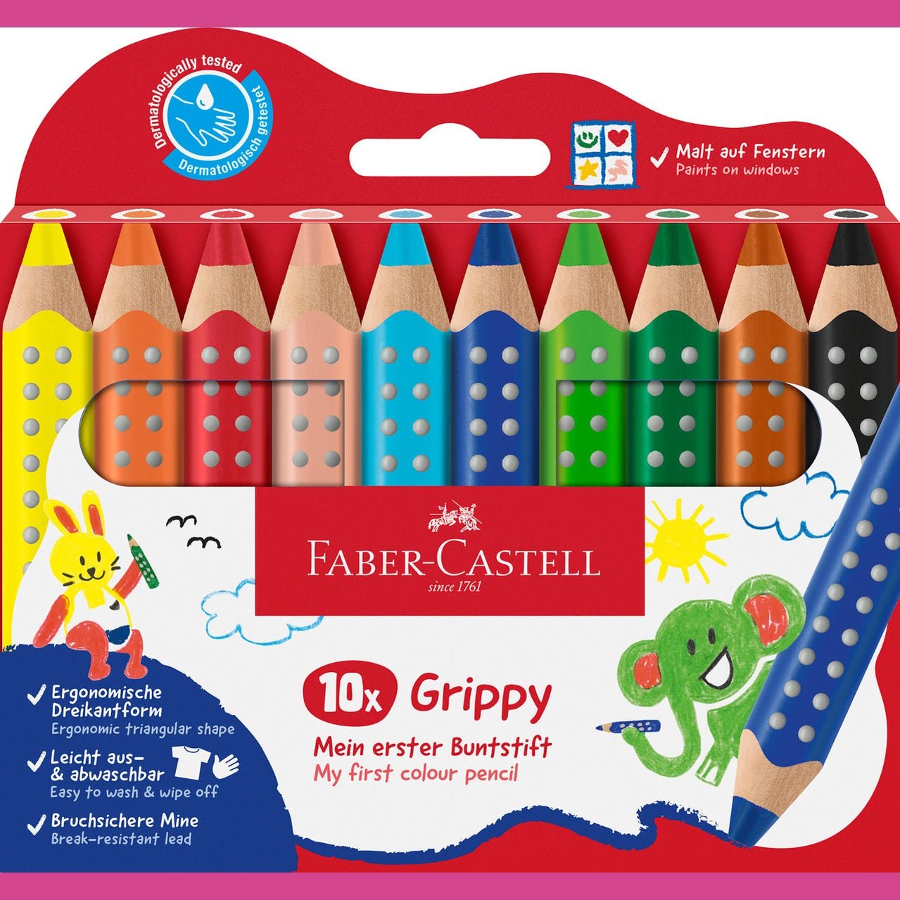 Conjunto de 10 Lápis de cor Grippy Faber - Castell - Papelaria Encantada