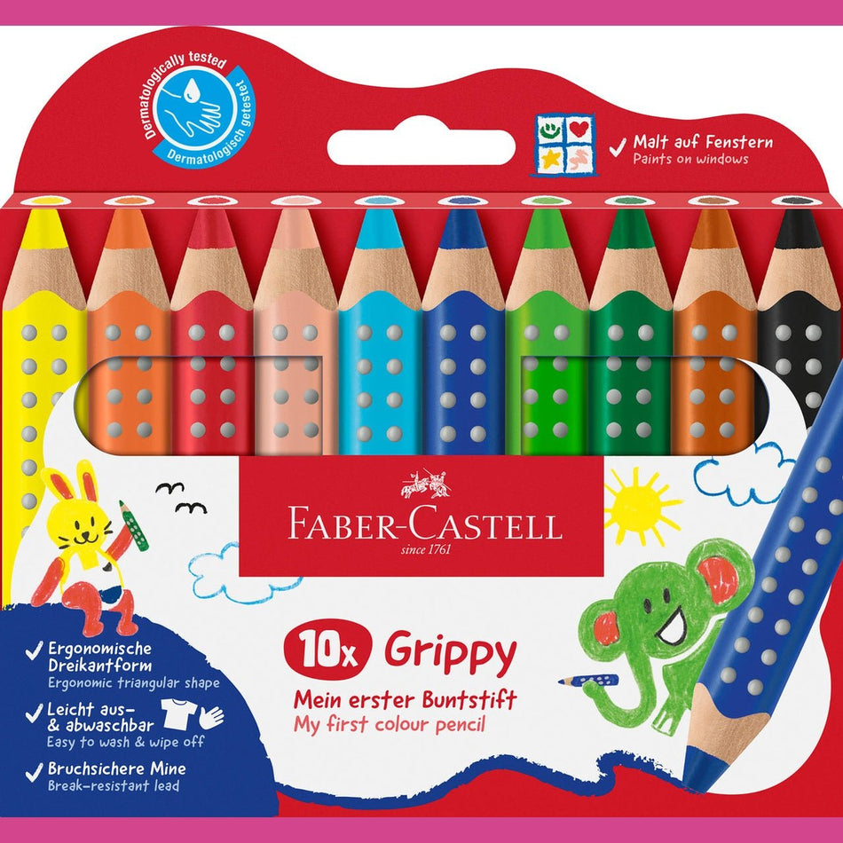 Conjunto de 10 Lápis de cor Grippy Faber - Castell - Papelaria Encantada