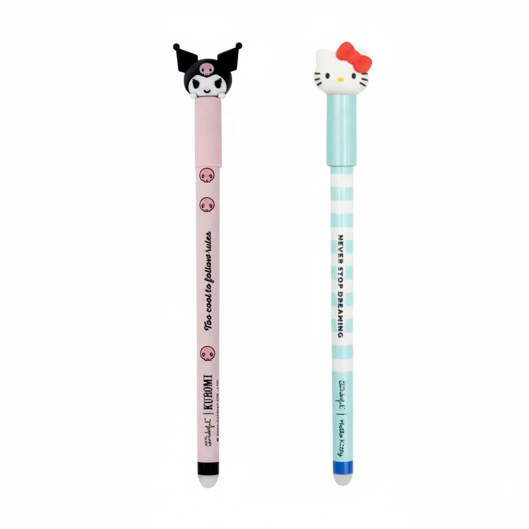 Conjunto de 2 canetas Apagáveis Bo - Bo - Hello Kitty e Kuromi Mr.wonderful - Papelaria Encantada