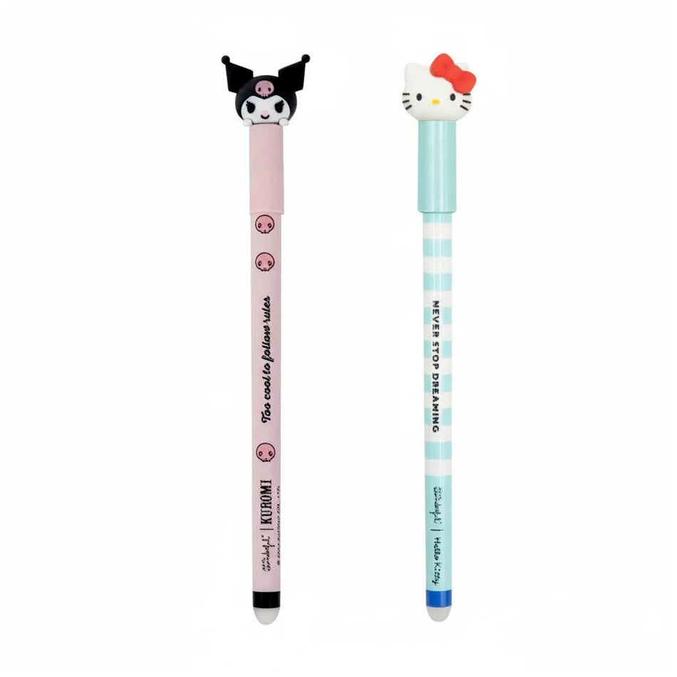 Conjunto de 2 canetas Apagáveis Bo - Bo - Hello Kitty e Kuromi Mr.wonderful - Papelaria Encantada