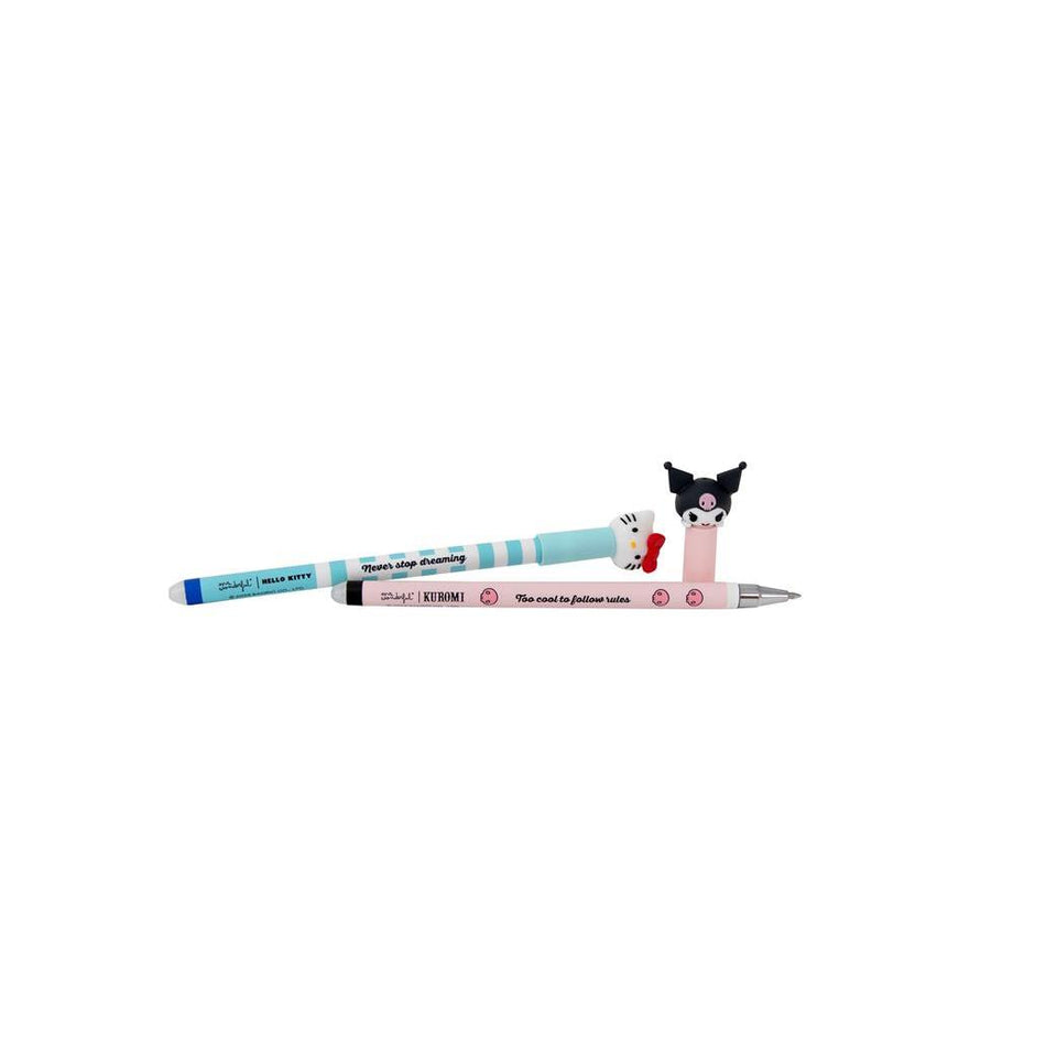 Conjunto de 2 canetas Apagáveis Bo - Bo - Hello Kitty e Kuromi Mr.wonderful - Papelaria Encantada