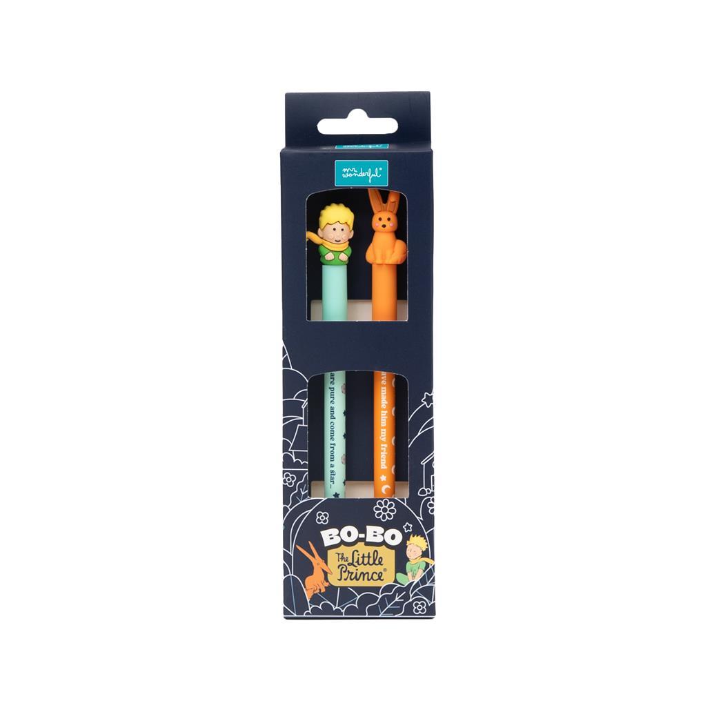 Conjunto de 2 canetas apagáveis Bo - Bo - O Principezinho e a Raposa Mr. Wonderful - Papelaria Encantada