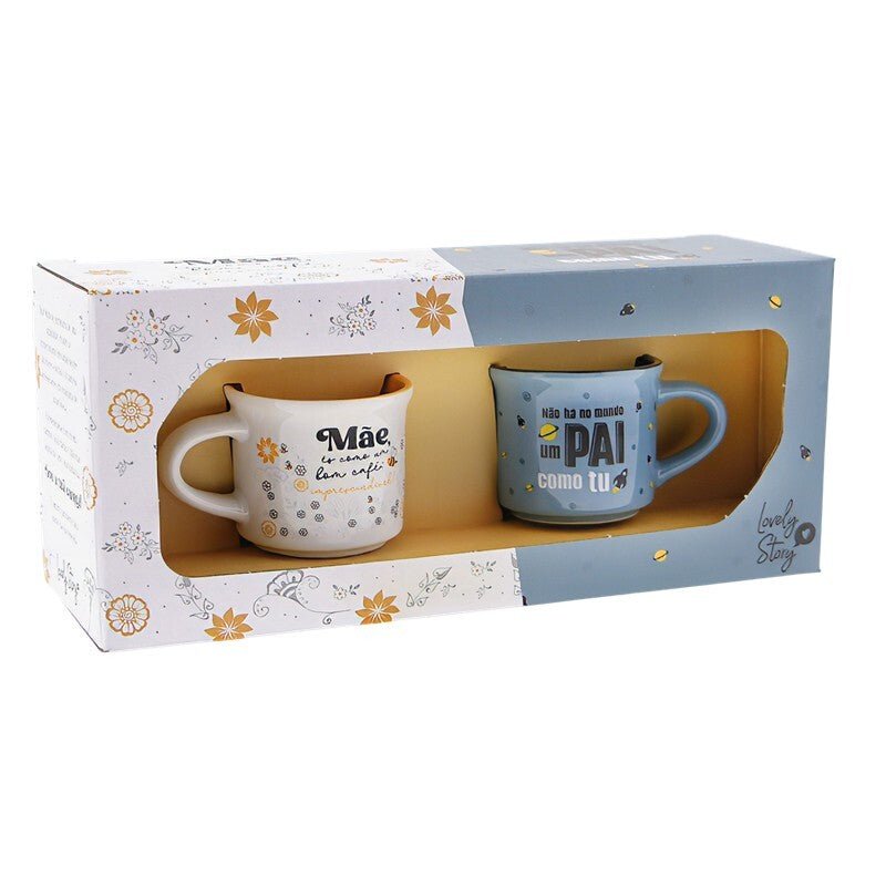 Conjunto de 2 chávenas de café Mãe + Pai - Papelaria Encantada