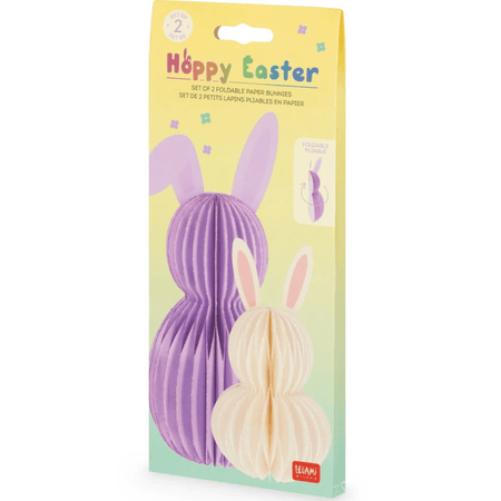 Conjunto de 2 coelhinhos de papel dobráveis - Feliz Páscoa - Legami - Papelaria Encantada