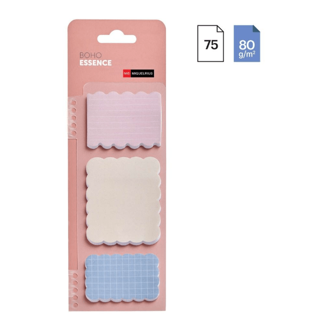 Conjunto de 3 blocos de notas adesivas Miquelrius Boho Essence - Papelaria Encantada