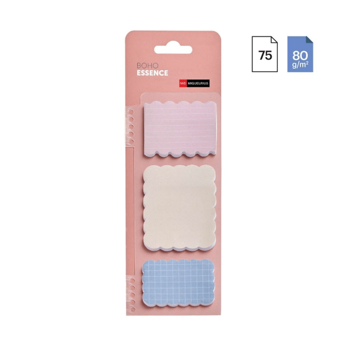 Conjunto de 3 blocos de notas adesivas Miquelrius Boho Essence - Papelaria Encantada