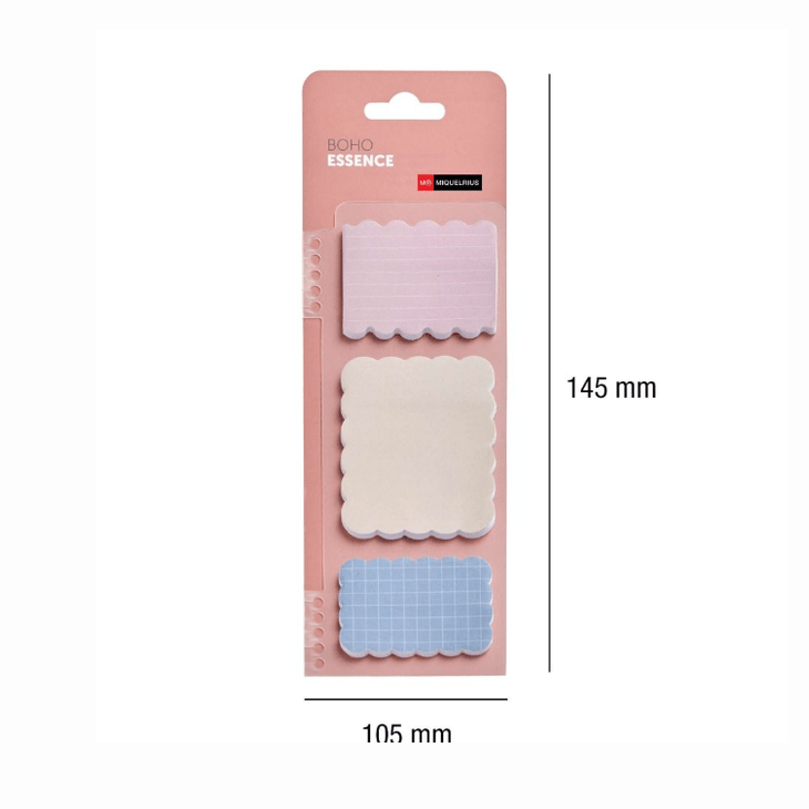Conjunto de 3 blocos de notas adesivas Miquelrius Boho Essence - Papelaria Encantada