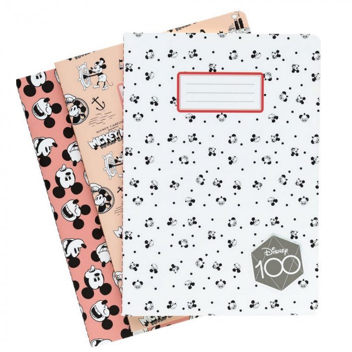 Conjunto de 3 cadernos A5 Mickey - Papelaria Encantada