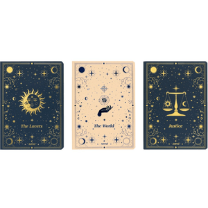Conjunto de 3 cadernos A6 Astral - Papelaria Encantada