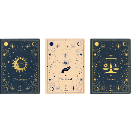 Conjunto de 3 cadernos A6 Astral - Papelaria Encantada