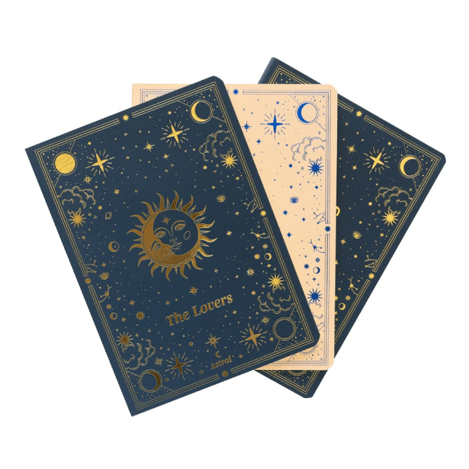 Conjunto de 3 cadernos A6 Astral - Papelaria Encantada