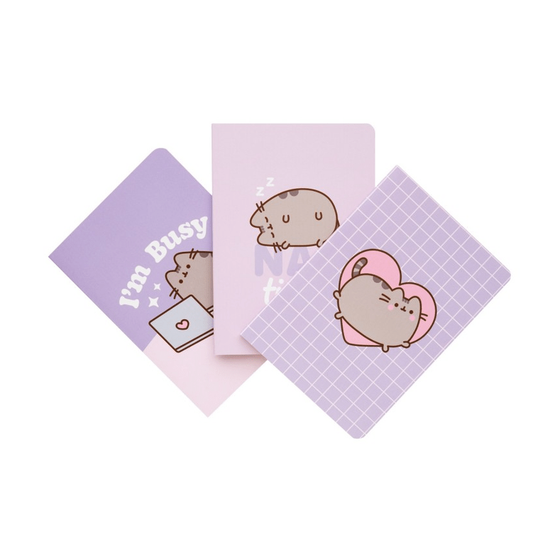 Conjunto de 3 cadernos A6 PUSHEEN MOMENTS - Papelaria Encantada