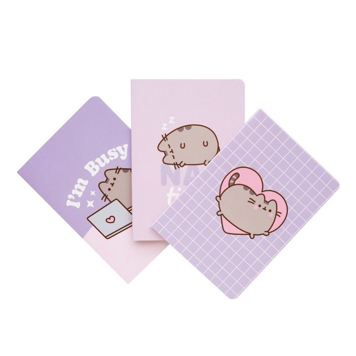 Conjunto de 3 cadernos A6 PUSHEEN MOMENTS - Papelaria Encantada