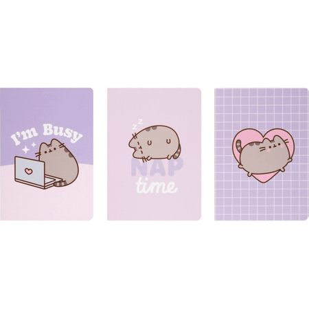Conjunto de 3 cadernos A6 PUSHEEN MOMENTS - Papelaria Encantada