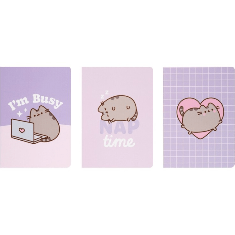 Conjunto de 3 cadernos A6 PUSHEEN MOMENTS - Papelaria Encantada