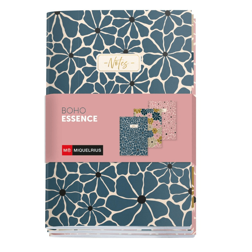 Conjunto de 3 Cadernos Lisos Miquelrius Boho Essence - Papelaria Encantada