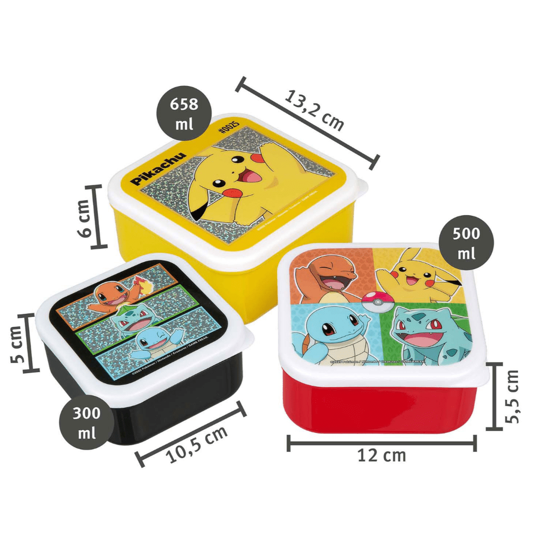 Conjunto de 3 caixas lanche Pokemon - Papelaria Encantada