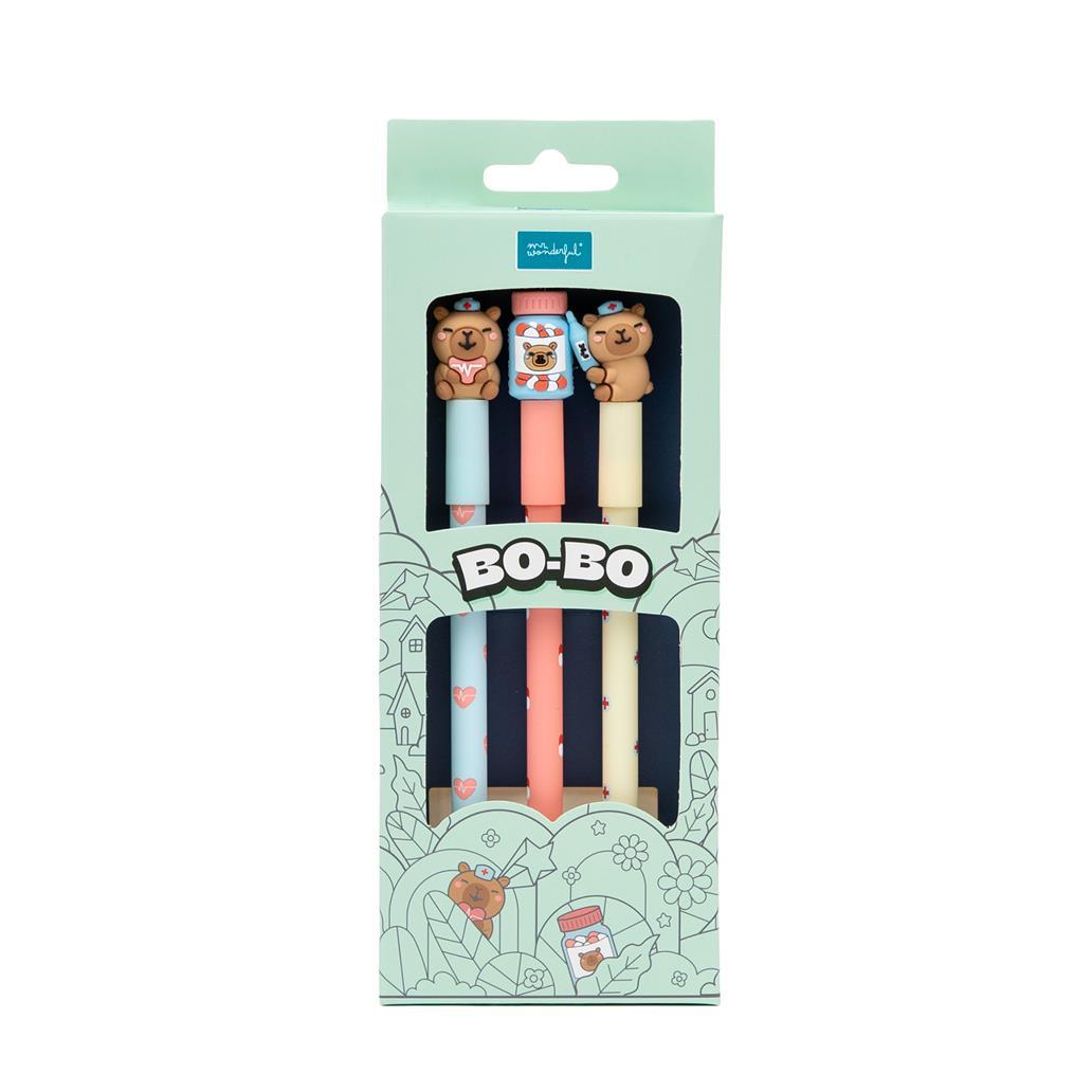 Conjunto de 3 Canetas apagáveis Capivara Saúde - Mr. Wonderful - Papelaria Encantada