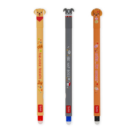 Conjunto de 3 canetas apagáveis Legami fur ever friends - Papelaria Encantada