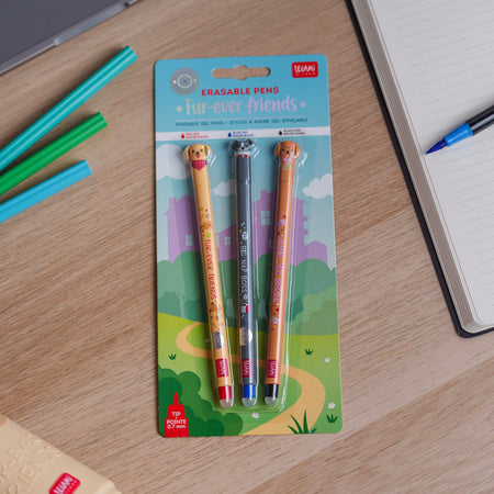 Conjunto de 3 canetas apagáveis Legami fur ever friends - Papelaria Encantada