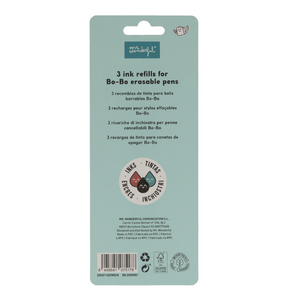 Conjunto de 3 recargas Preto, Vermelho e Verde para caneta apagável Mr Wonderful - Papelaria Encantada