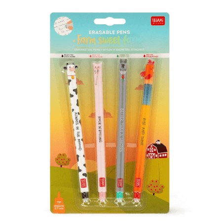 Conjunto de 4 Canetas Apagáveis Quinta (Farm) Legami - Papelaria Encantada