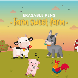 Conjunto de 4 Canetas Apagáveis Quinta (Farm) Legami - Papelaria Encantada