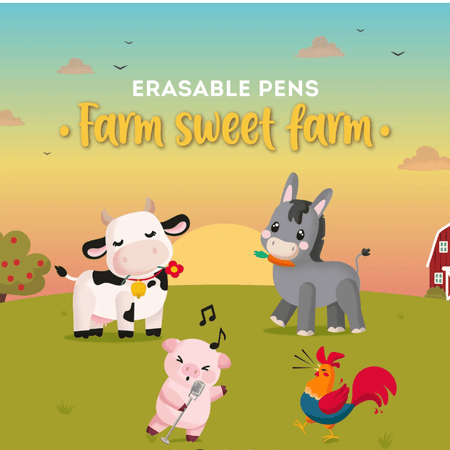 Conjunto de 4 Canetas Apagáveis Quinta (Farm) Legami - Papelaria Encantada