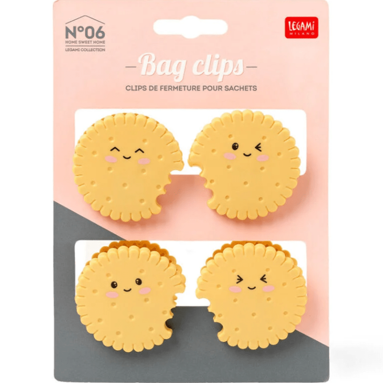 Conjunto de 4 fixadores de saco - Biscoito - Legami - Papelaria Encantada