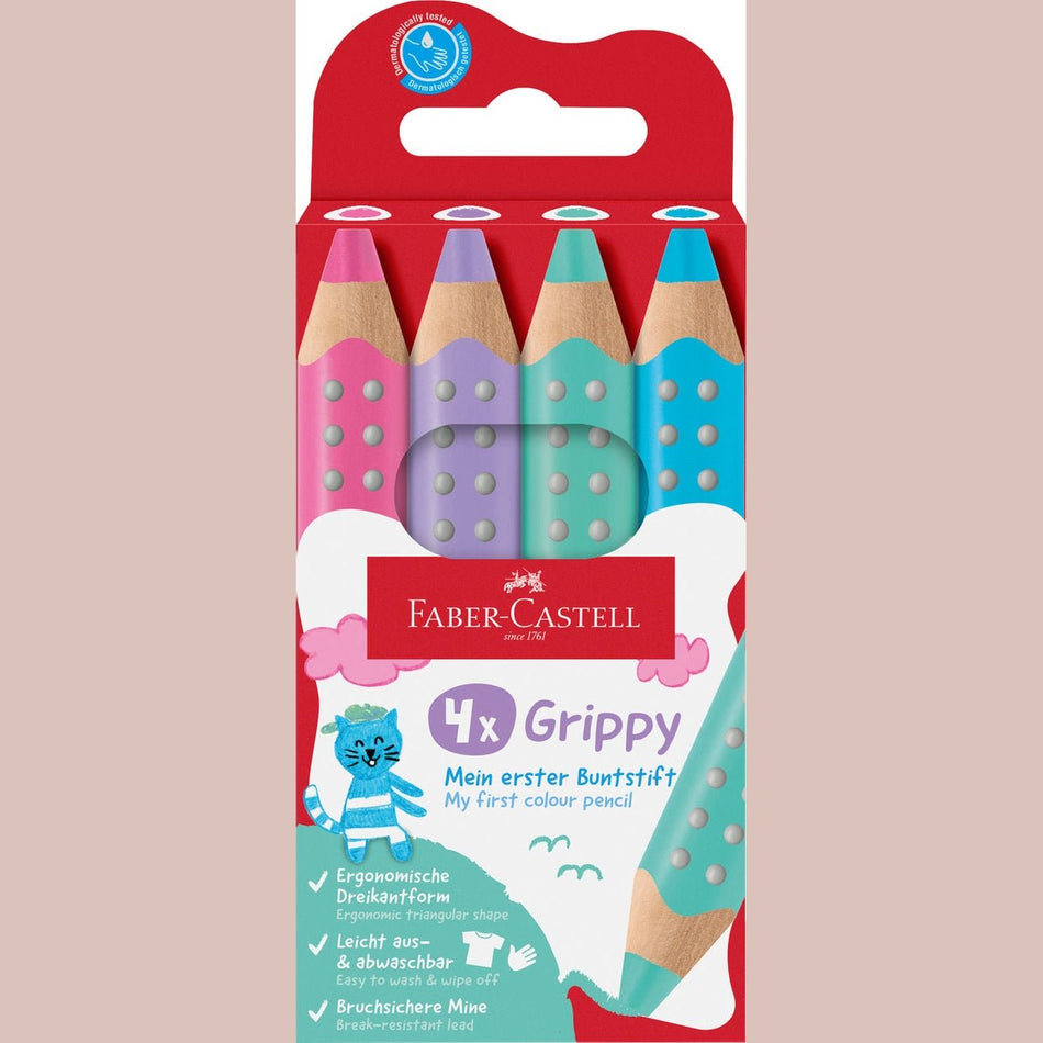 Conjunto de 4 Lápis de cor Grippy pastel Faber - Castell - Papelaria Encantada