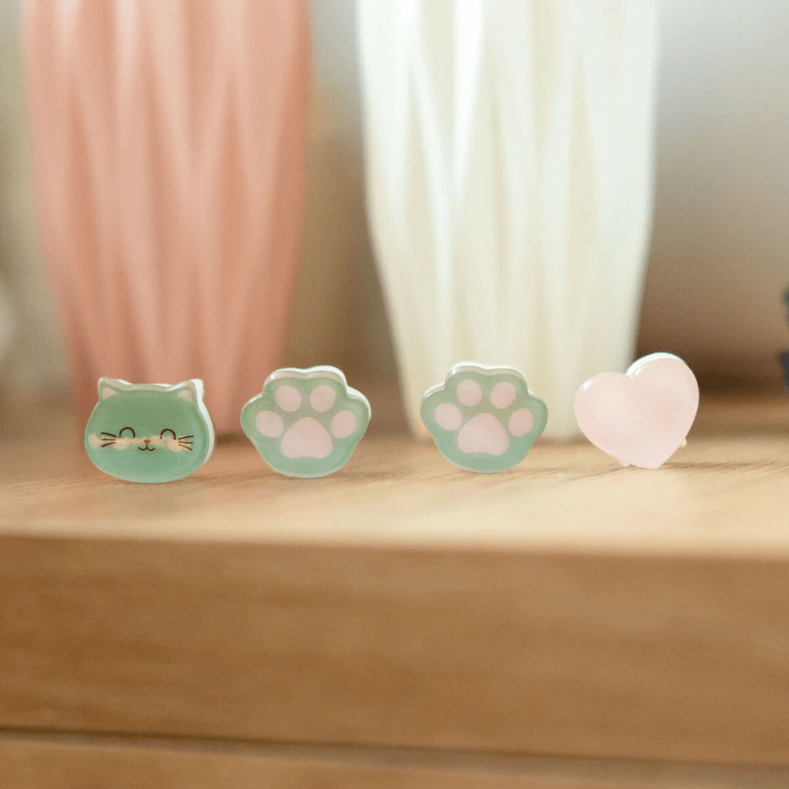 Conjunto de 4 mini ganchos de cabelo Gato - Legami - Papelaria Encantada