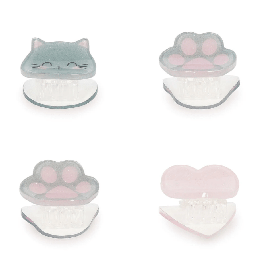 Conjunto de 4 mini ganchos de cabelo Gato - Legami - Papelaria Encantada