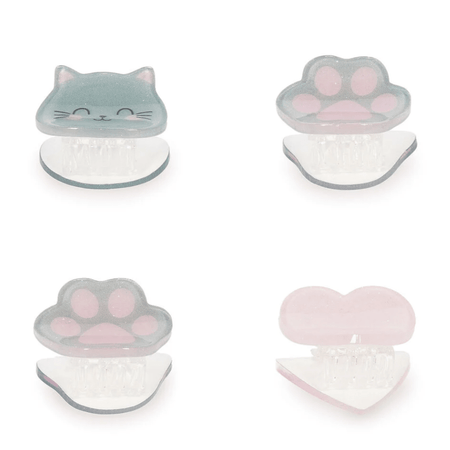 Conjunto de 4 mini ganchos de cabelo Gato - Legami - Papelaria Encantada