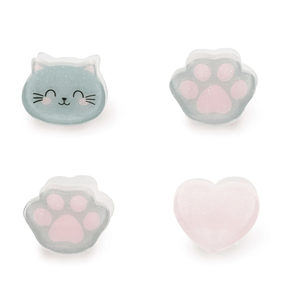 Conjunto de 4 mini ganchos de cabelo Gato - Legami - Papelaria Encantada