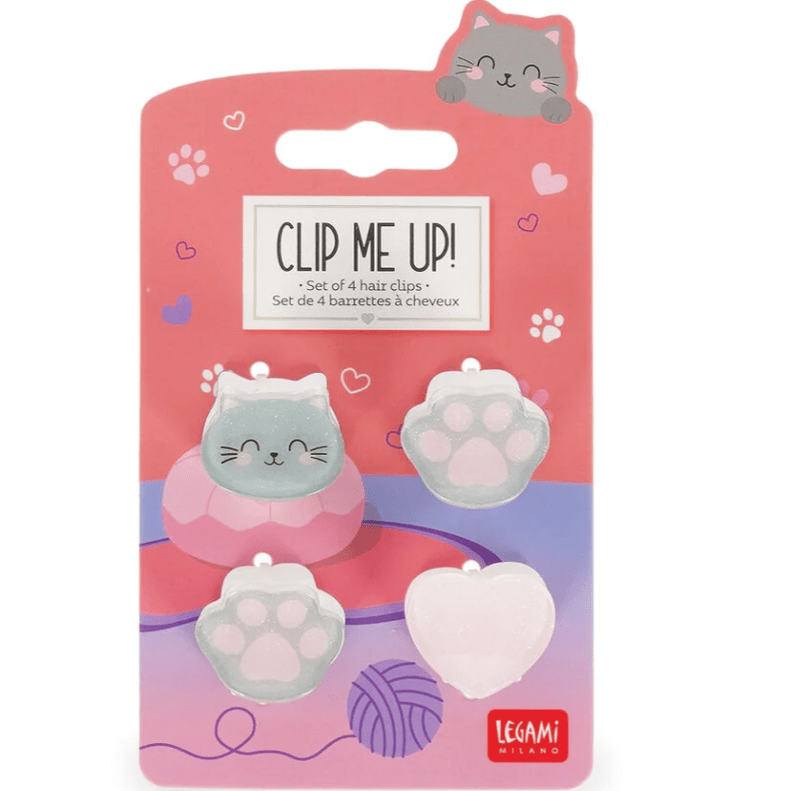 Conjunto de 4 mini ganchos de cabelo Gato - Legami - Papelaria Encantada
