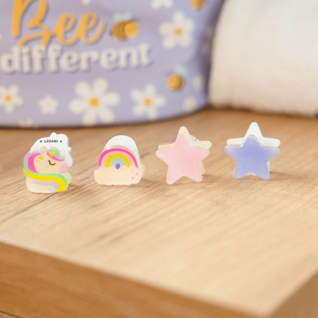 Conjunto de 4 mini ganchos de cabelo unicórnio - Legami - Papelaria Encantada