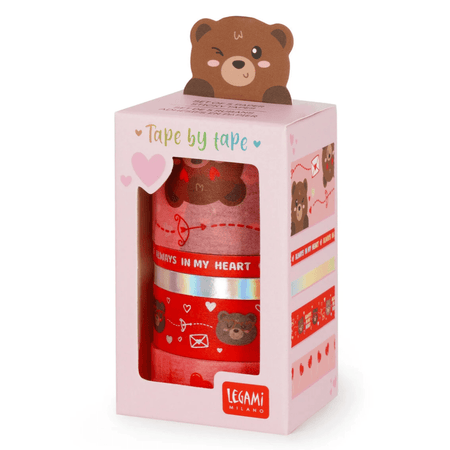 Conjunto de 5 fitas adesivas decorativas em papel em forma de ursinho de peluche - Tape By Tape - Papelaria Encantada