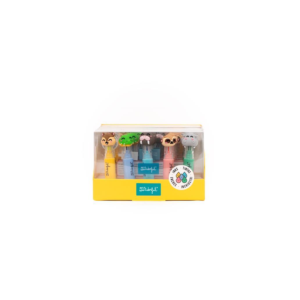 Conjunto de 5 Mini Sublinhadores - Wonder Comic - Mr. Wonderful - Papelaria Encantada