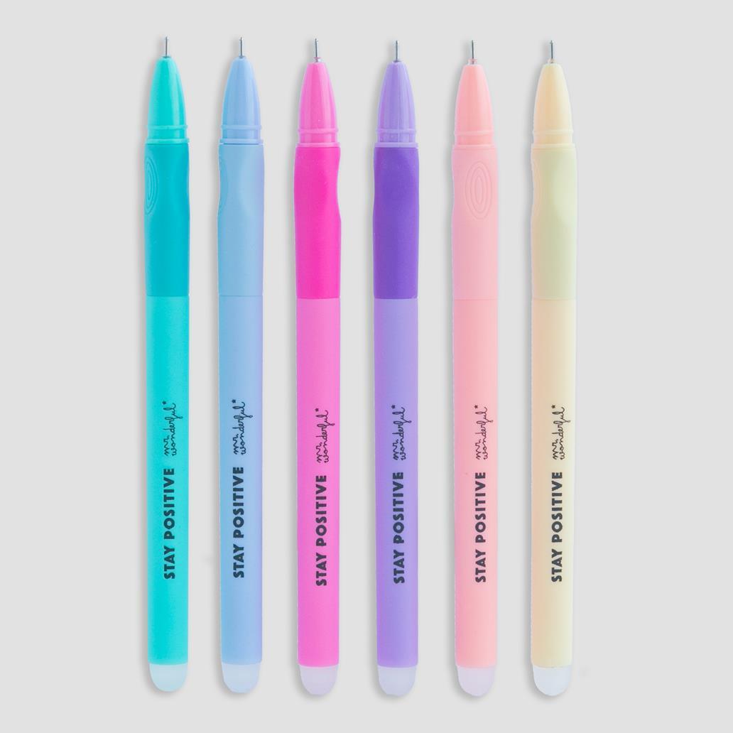 Conjunto de 6 canetas de cores de apagar para escrever e recomeçar - Mr. Wonderful - Papelaria Encantada