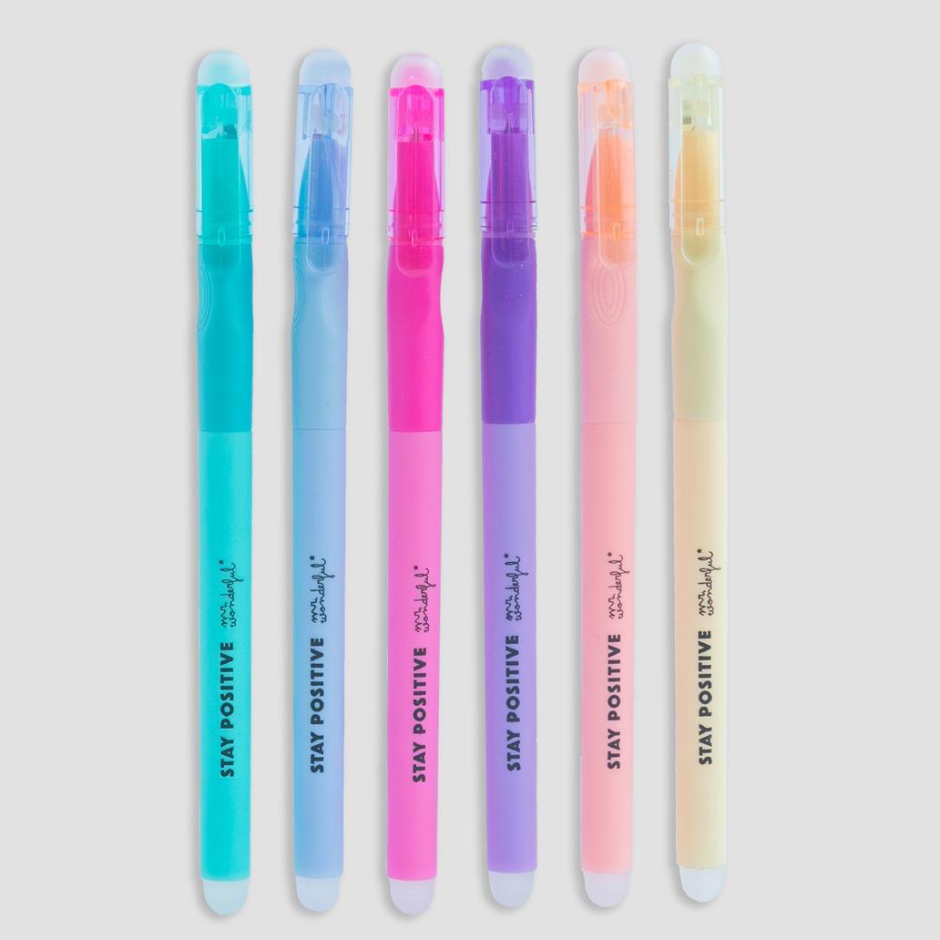 Conjunto de 6 canetas de cores de apagar para escrever e recomeçar - Mr. Wonderful - Papelaria Encantada