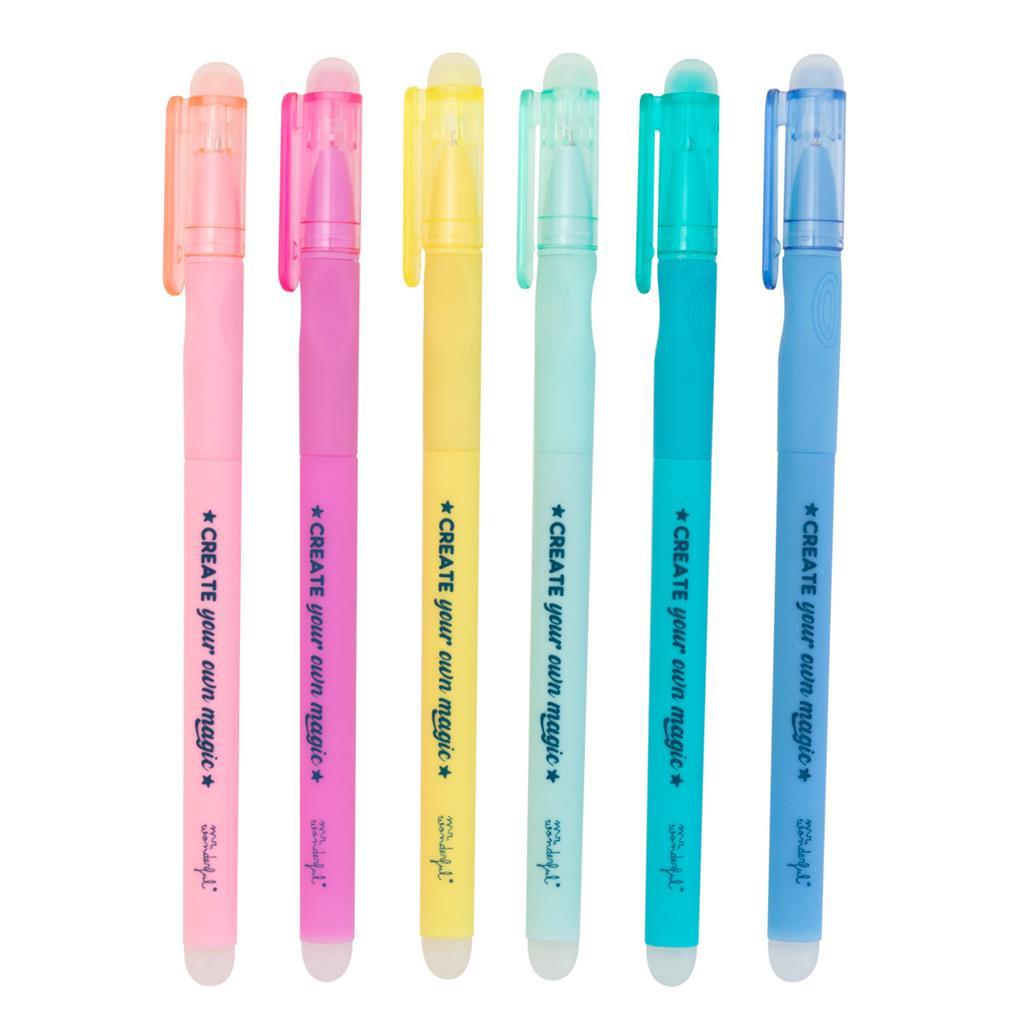 Conjunto de 6 esferográficas de cores de apagar - Create your own magic - Mr. Wonderful - Papelaria Encantada