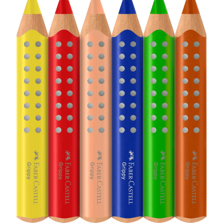 Conjunto de 6 lapis de cor faber - castell grippy C/afia XXL - Papelaria Encantada
