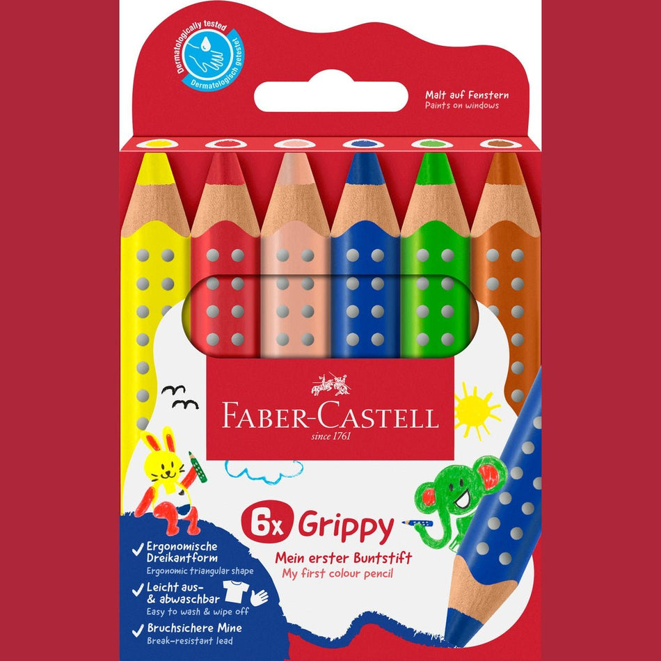 Conjunto de 6 Lápis de cor Grippy Faber - Castell - Papelaria Encantada